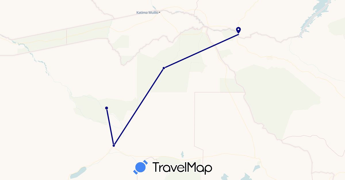 TravelMap itinerary: driving in Botswana, Zambia (Africa)